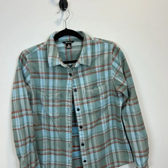 Cotopaxi Mero Flannel Shirt Womens Blue Plaid Organic Cotton Heavyweight Small - Picture 2 of 10